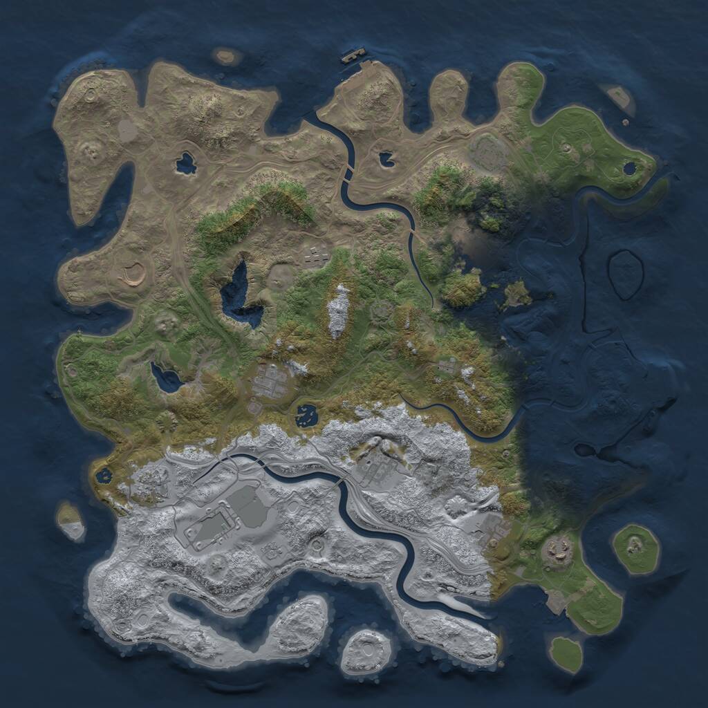 Rust Map: Procedural Map, Size: 4500, Seed: 605386283, 17 Monuments