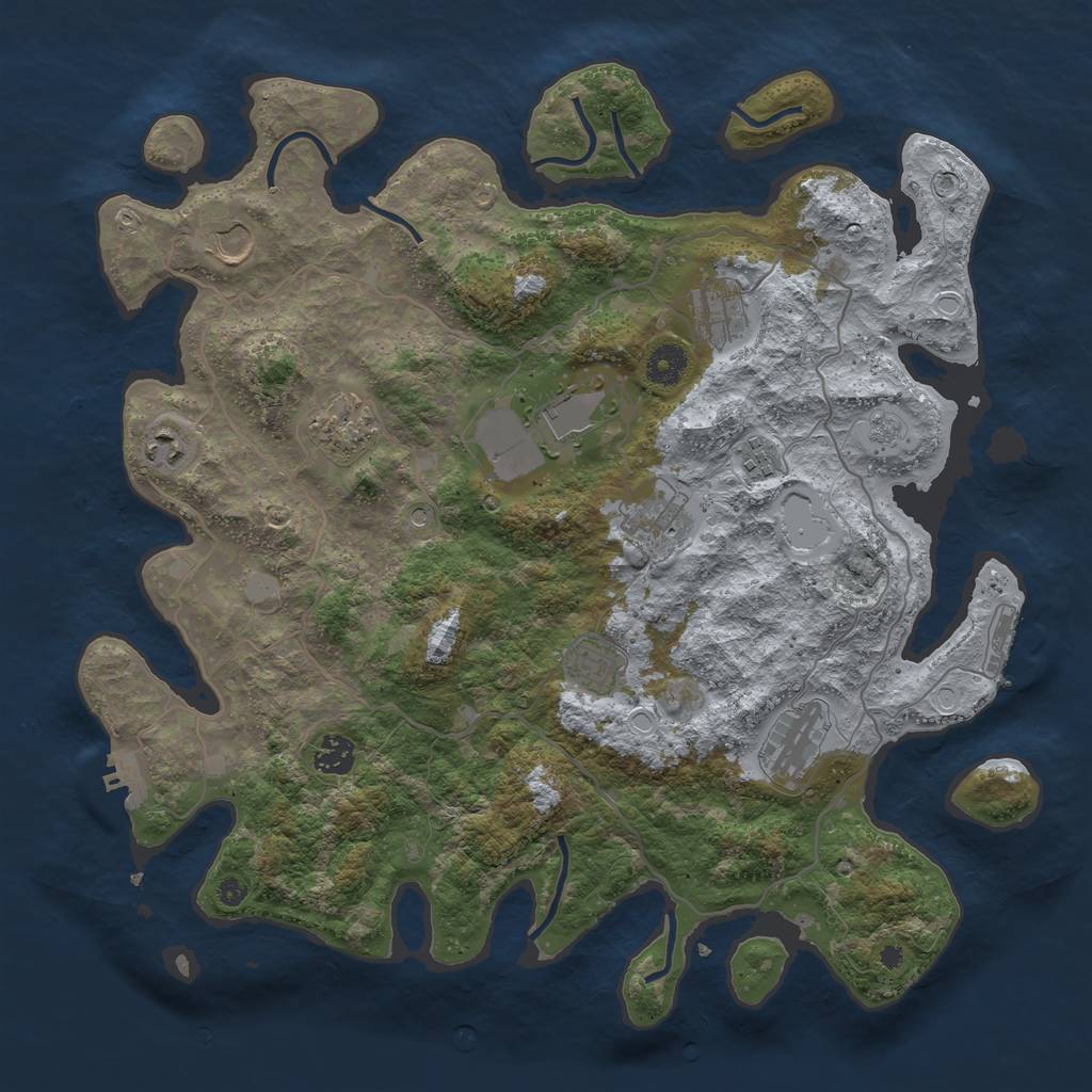 Rust Map: Procedural Map, Size: 4000, Seed: 662028136, 19 Monuments