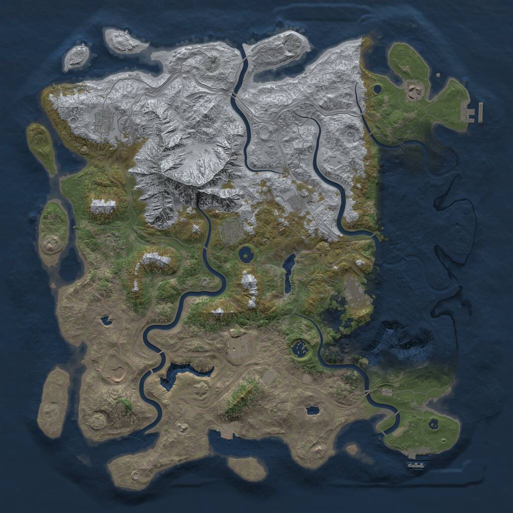 Rust Map: Procedural Map, Size: 5000, Seed: 456789, 16 Monuments