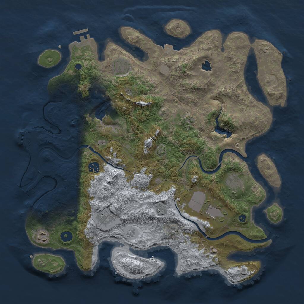 Rust Map: Procedural Map, Size: 4000, Seed: 913411051, 14 Monuments