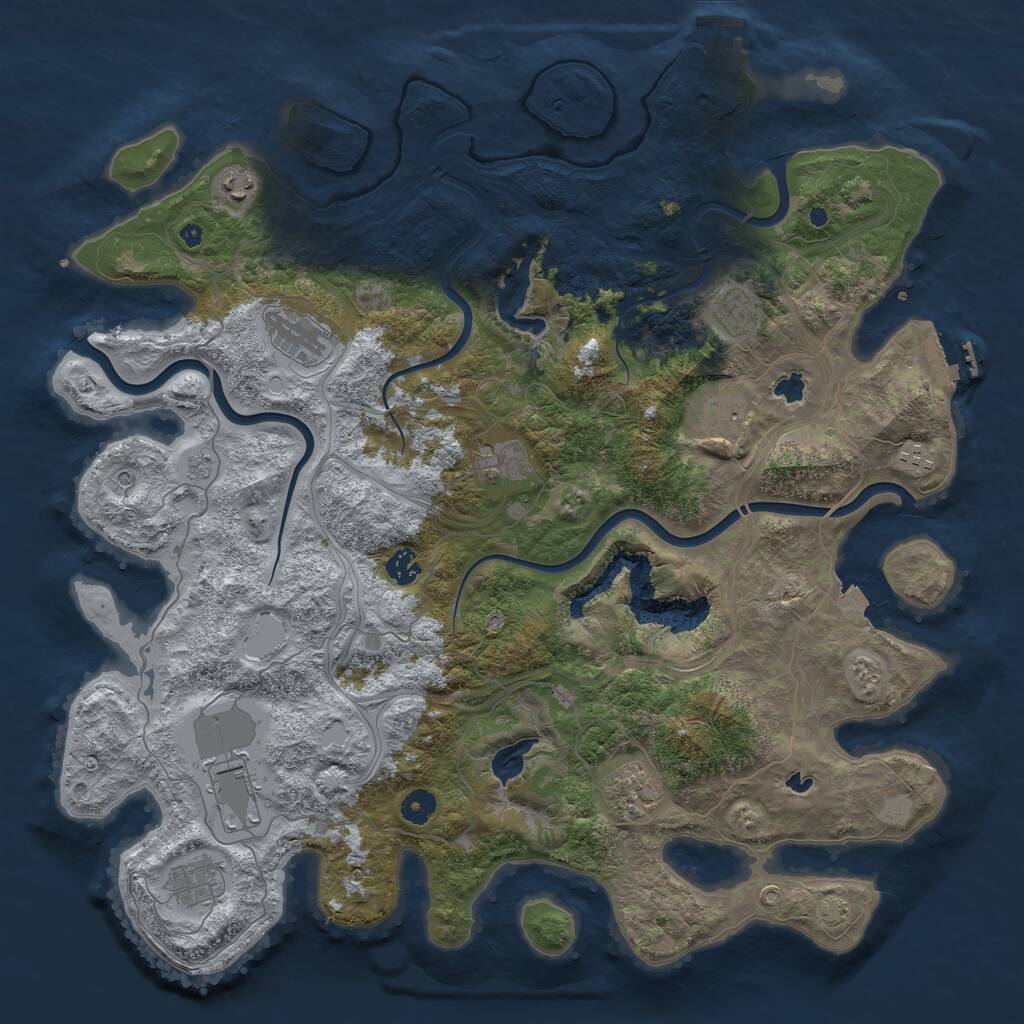 Rust Map: Procedural Map, Size: 4500, Seed: 913757, 16 Monuments