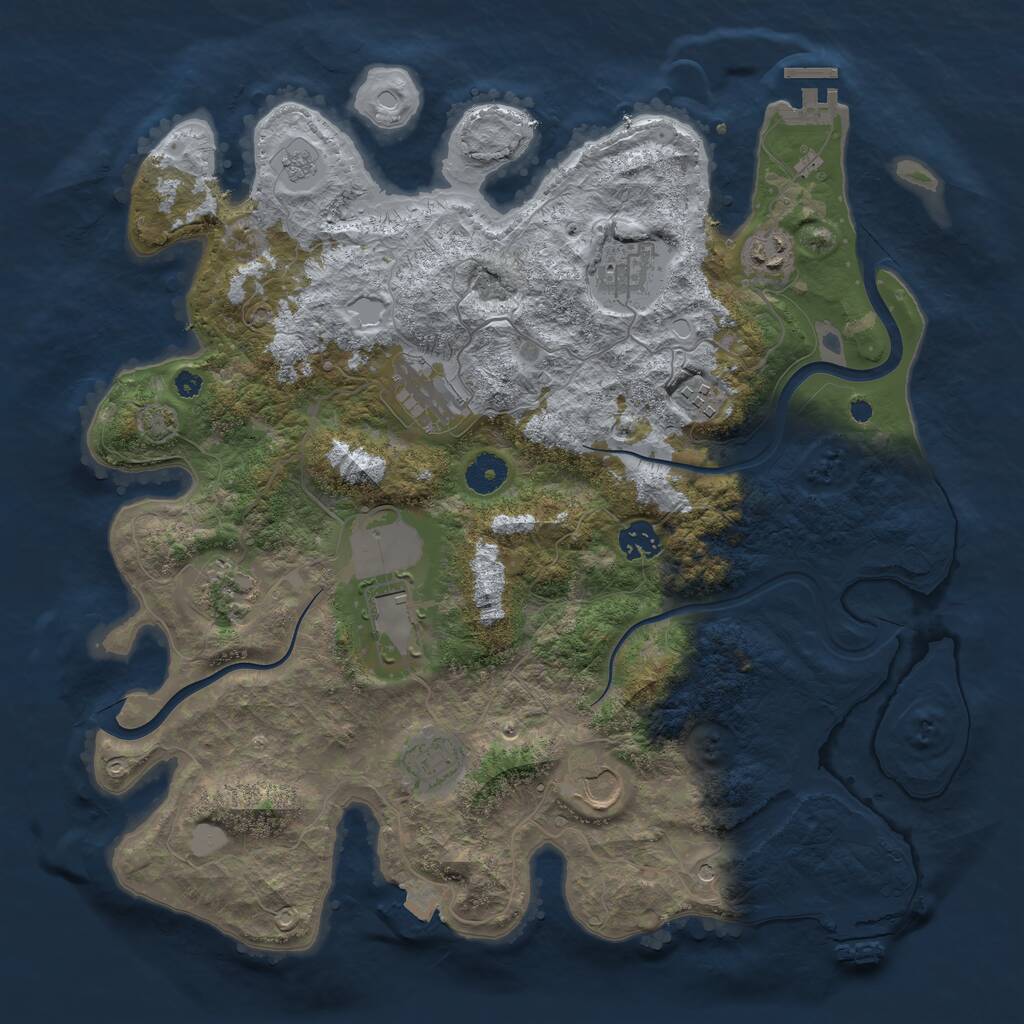 Rust Map: Procedural Map, Size: 3850, Seed: 916621600, 15 Monuments