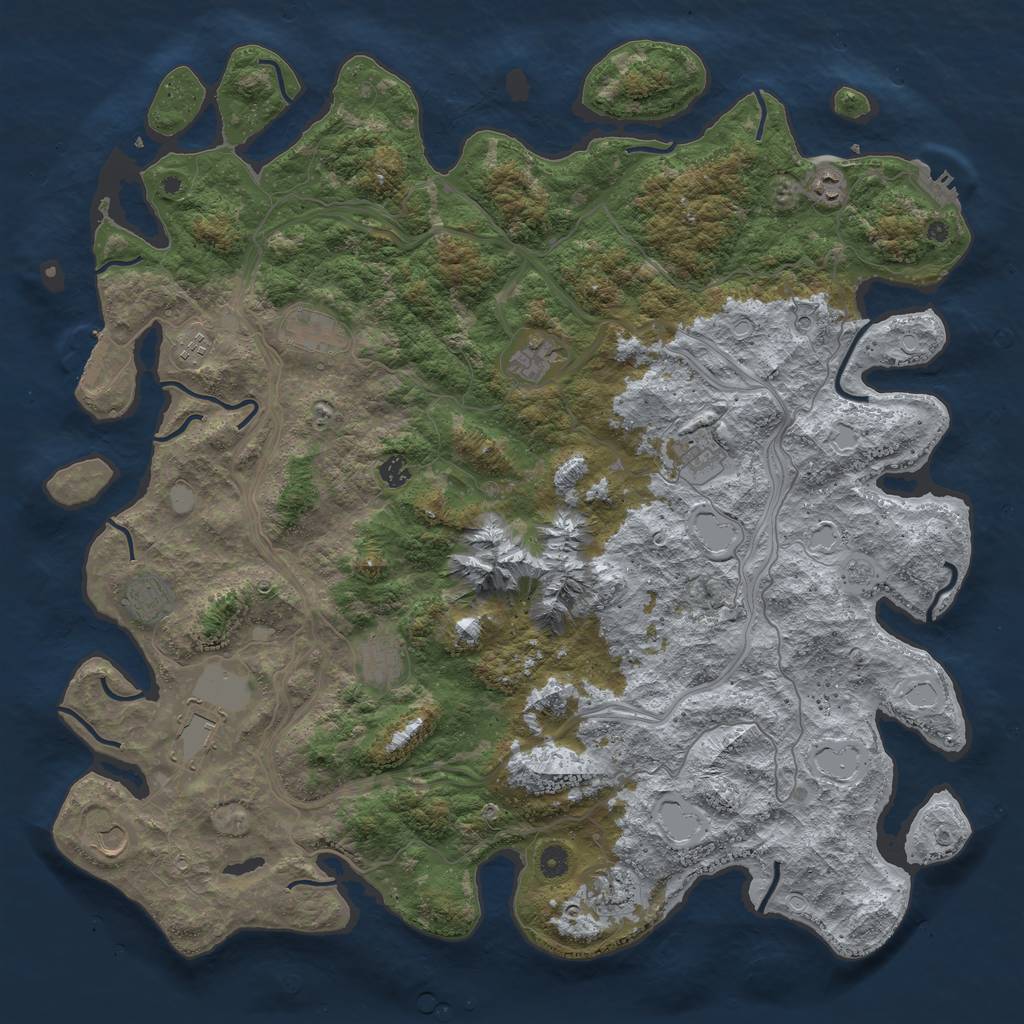 Rust Map: Procedural Map, Size: 5000, Seed: 2963, 20 Monuments