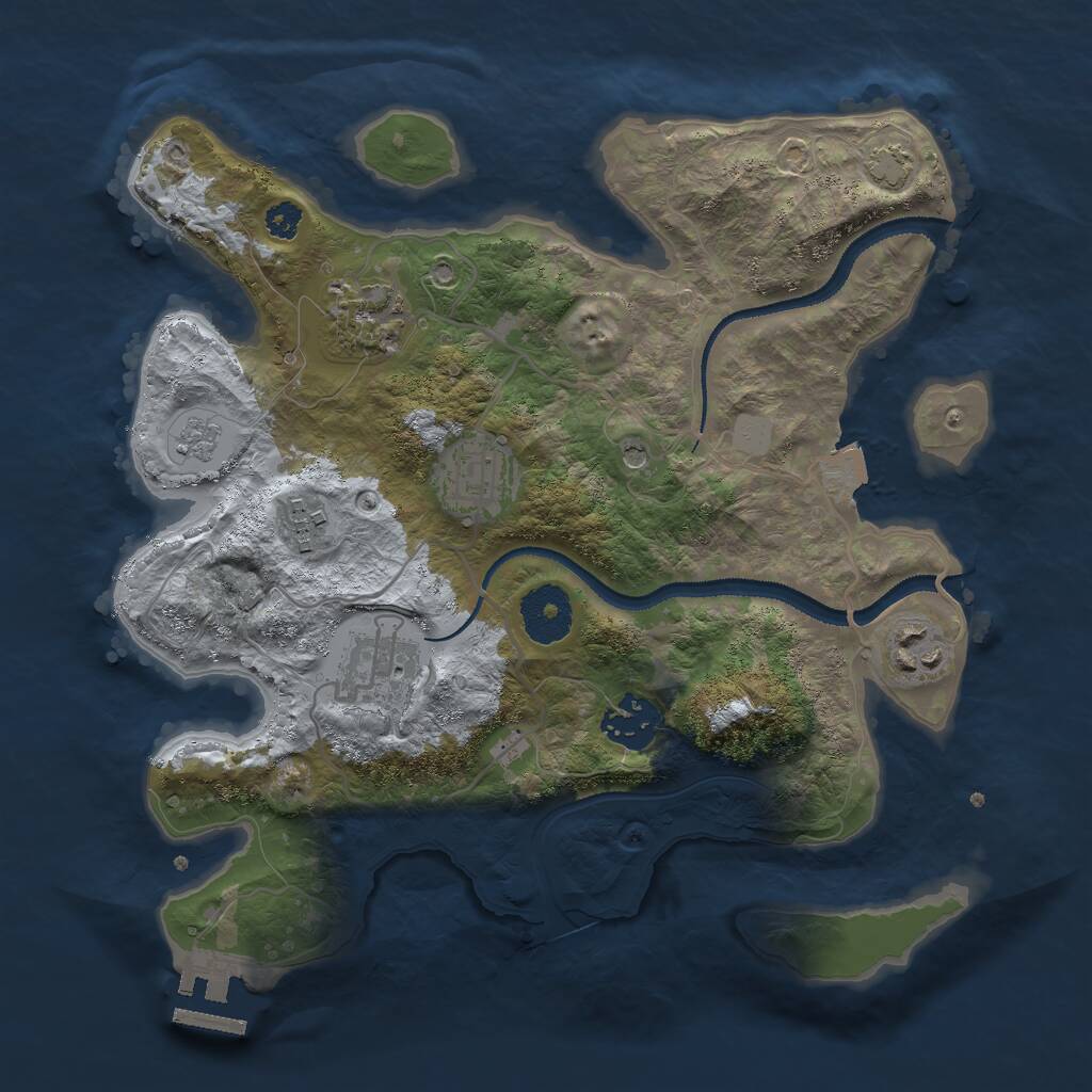 Rust Map: Procedural Map, Size: 3000, Seed: 968430826, 11 Monuments