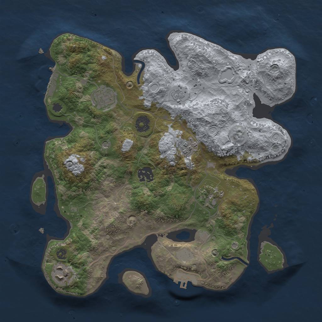 Rust Map: Procedural Map, Size: 3000, Seed: 1283695931, 14 Monuments
