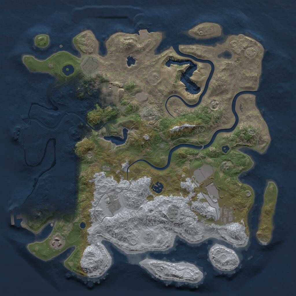 Rust Map: Procedural Map, Size: 4000, Seed: 474101, 14 Monuments
