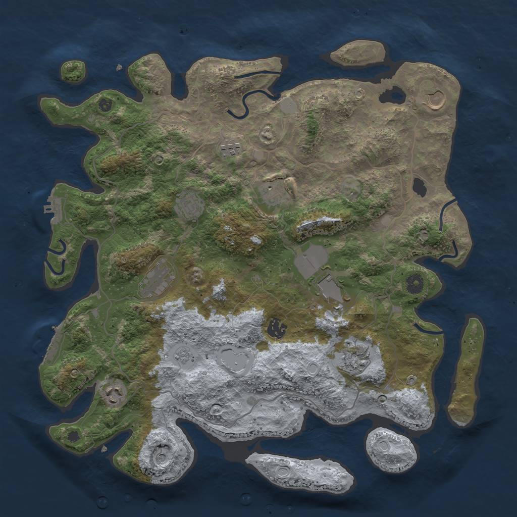 Rust Map: Procedural Map, Size: 4000, Seed: 474101, 18 Monuments