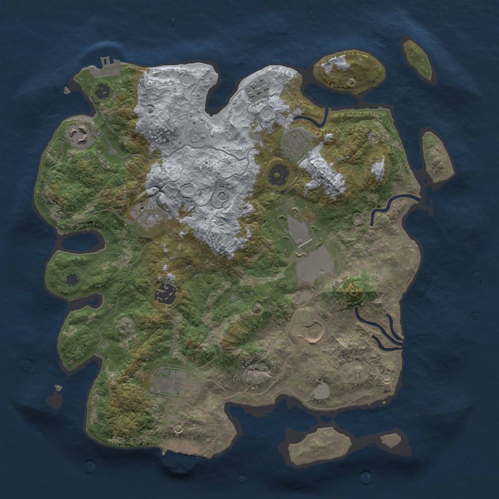 Rust Map: Procedural Map, Size: 3500, Seed: 575295470, 17 Monuments