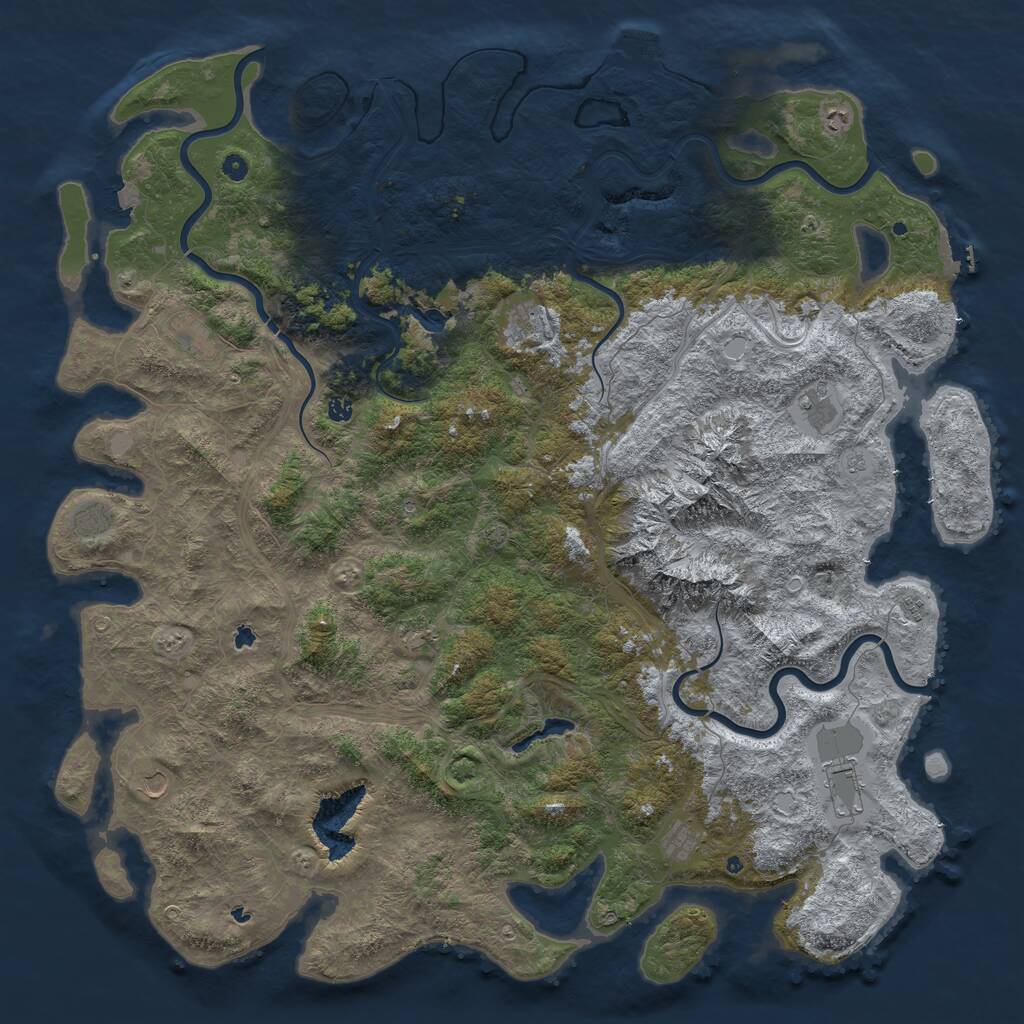 Rust Map: Procedural Map, Size: 6000, Seed: 25542, 17 Monuments