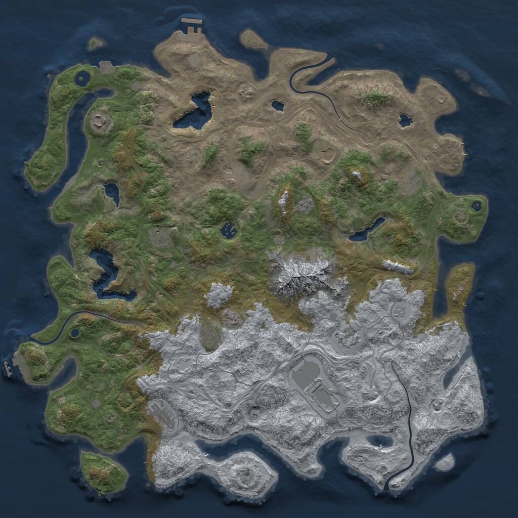 Rust Map: Procedural Map, Size: 5000, Seed: 4545, 17 Monuments