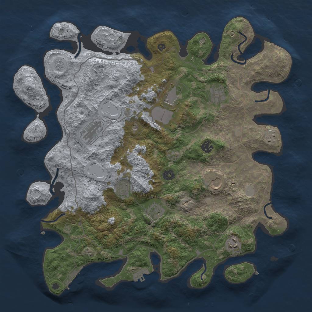Rust Map: Procedural Map, Size: 4000, Seed: 891441, 18 Monuments