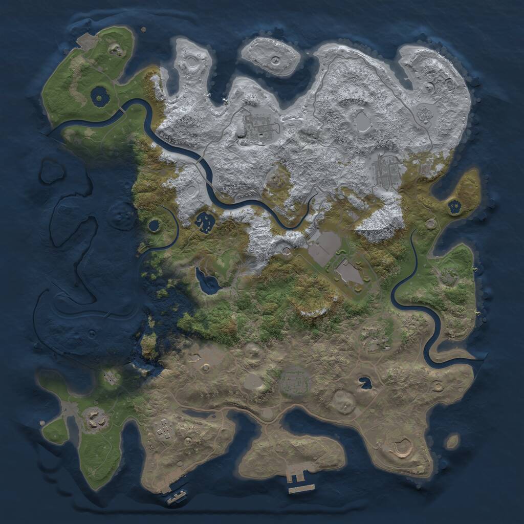 Rust Map: Procedural Map, Size: 4000, Seed: 820468, 16 Monuments