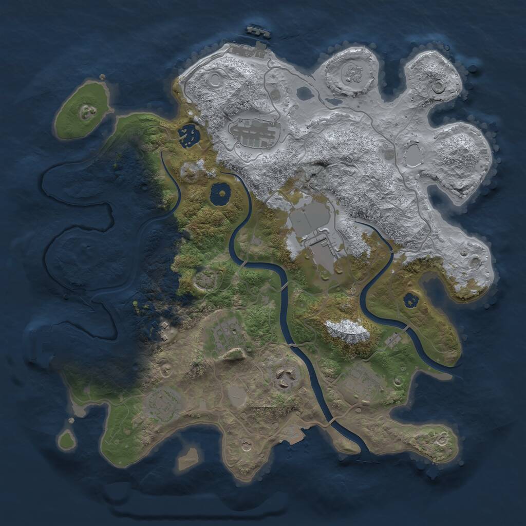 Rust Map: Procedural Map, Size: 3500, Seed: 161915573, 14 Monuments