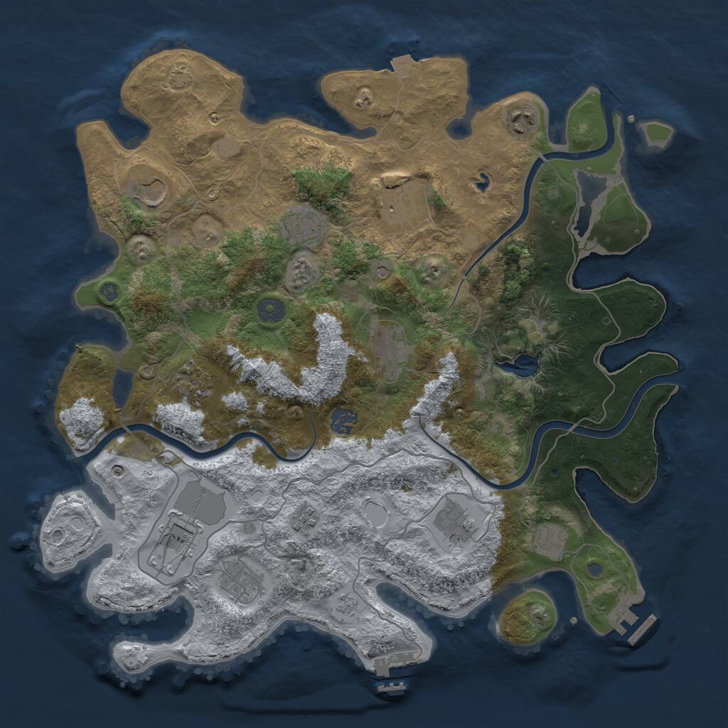 Rust Map: Procedural Map, Size: 4000, Seed: 348610171, 19 Monuments