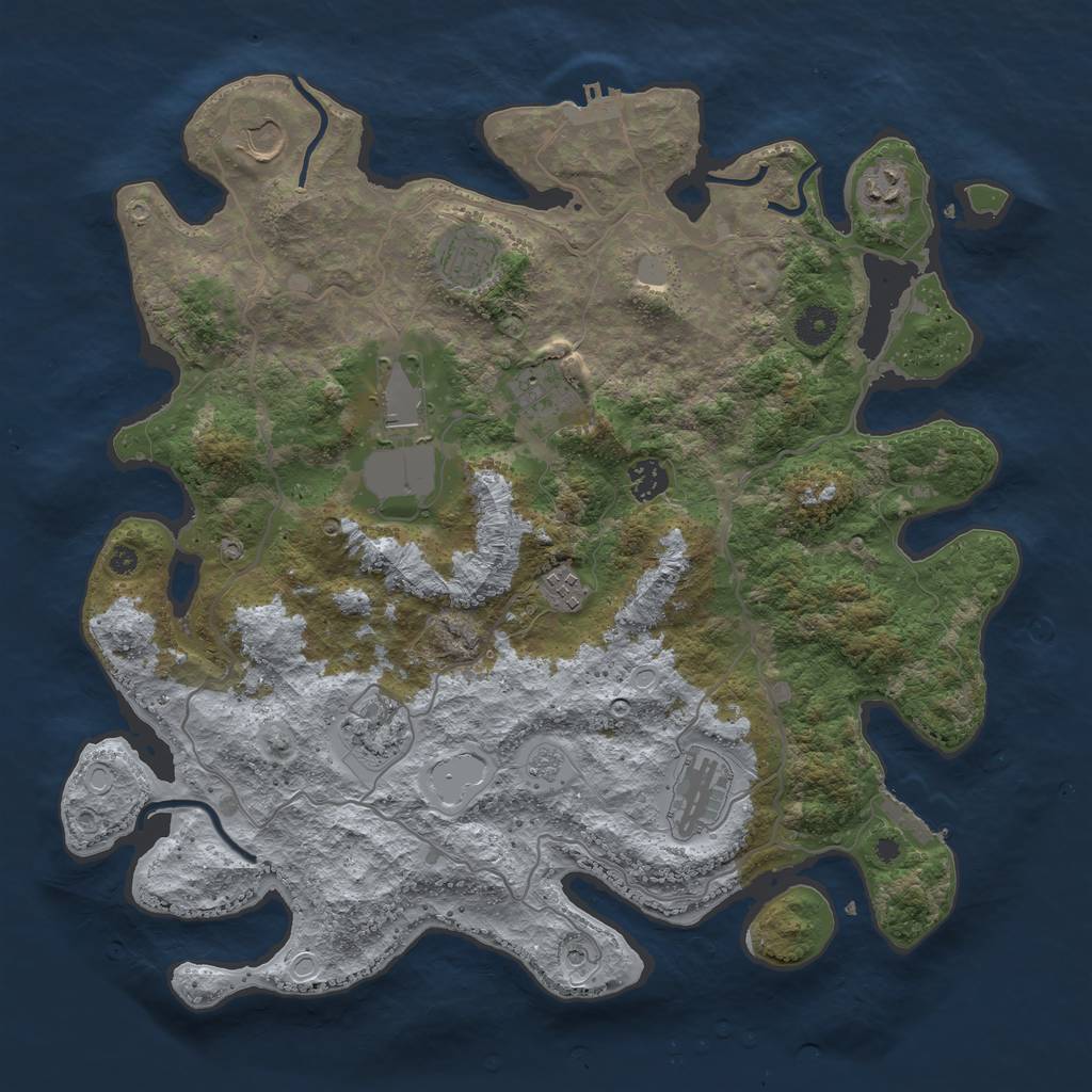 Rust Map: Procedural Map, Size: 4000, Seed: 348610171, 18 Monuments