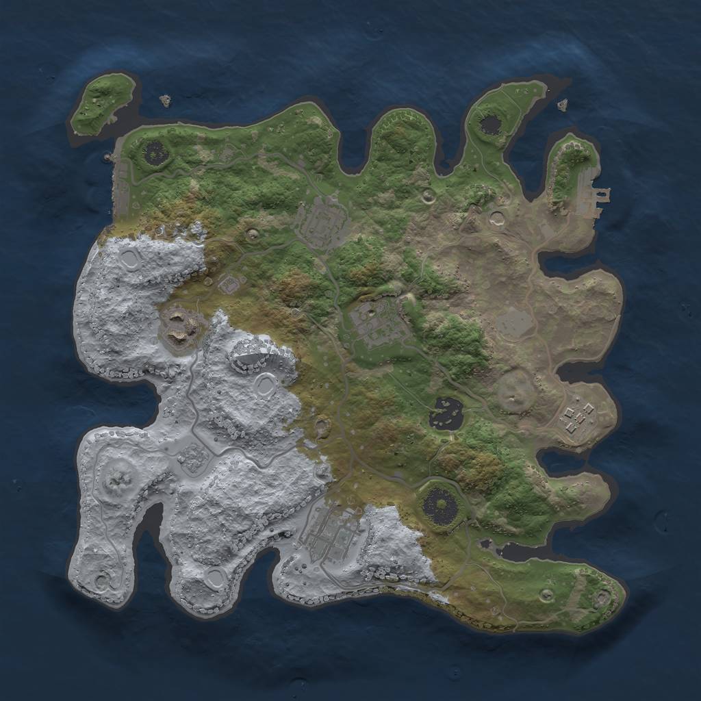 Rust Map: Procedural Map, Size: 3000, Seed: 783297981, 15 Monuments
