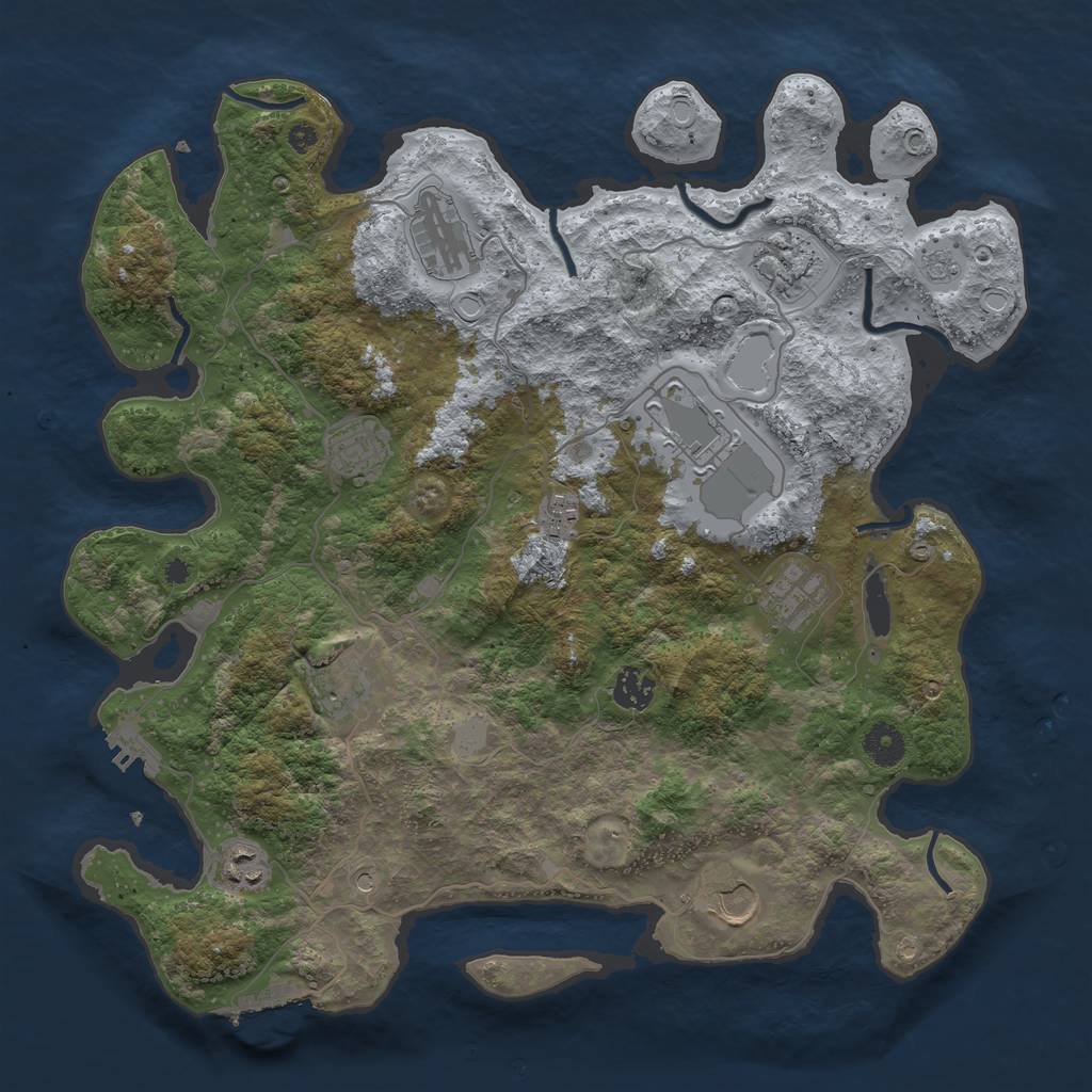 Rust Map: Procedural Map, Size: 3900, Seed: 87749, 19 Monuments