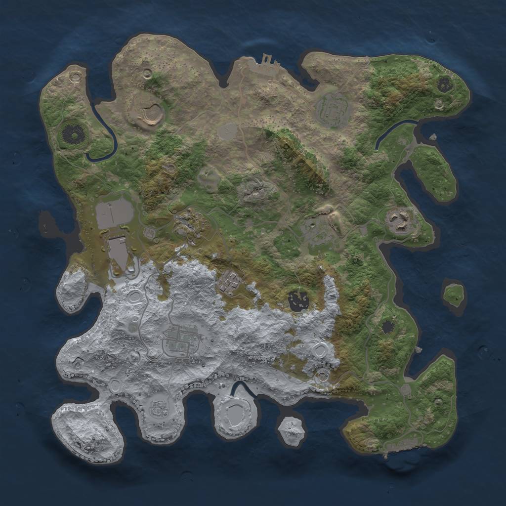 Rust Map: Procedural Map, Size: 3500, Seed: 73063204, 18 Monuments