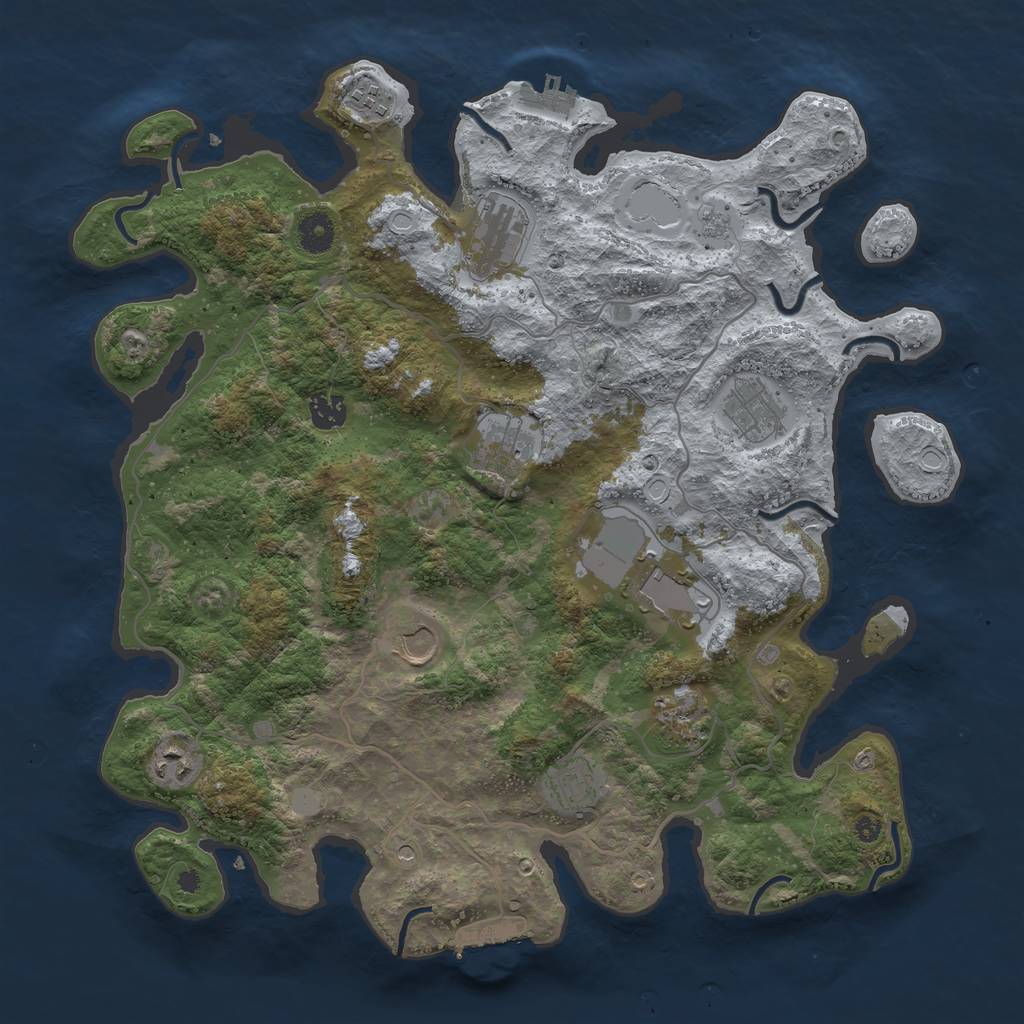 Rust Map: Procedural Map, Size: 4000, Seed: 546824164, 19 Monuments