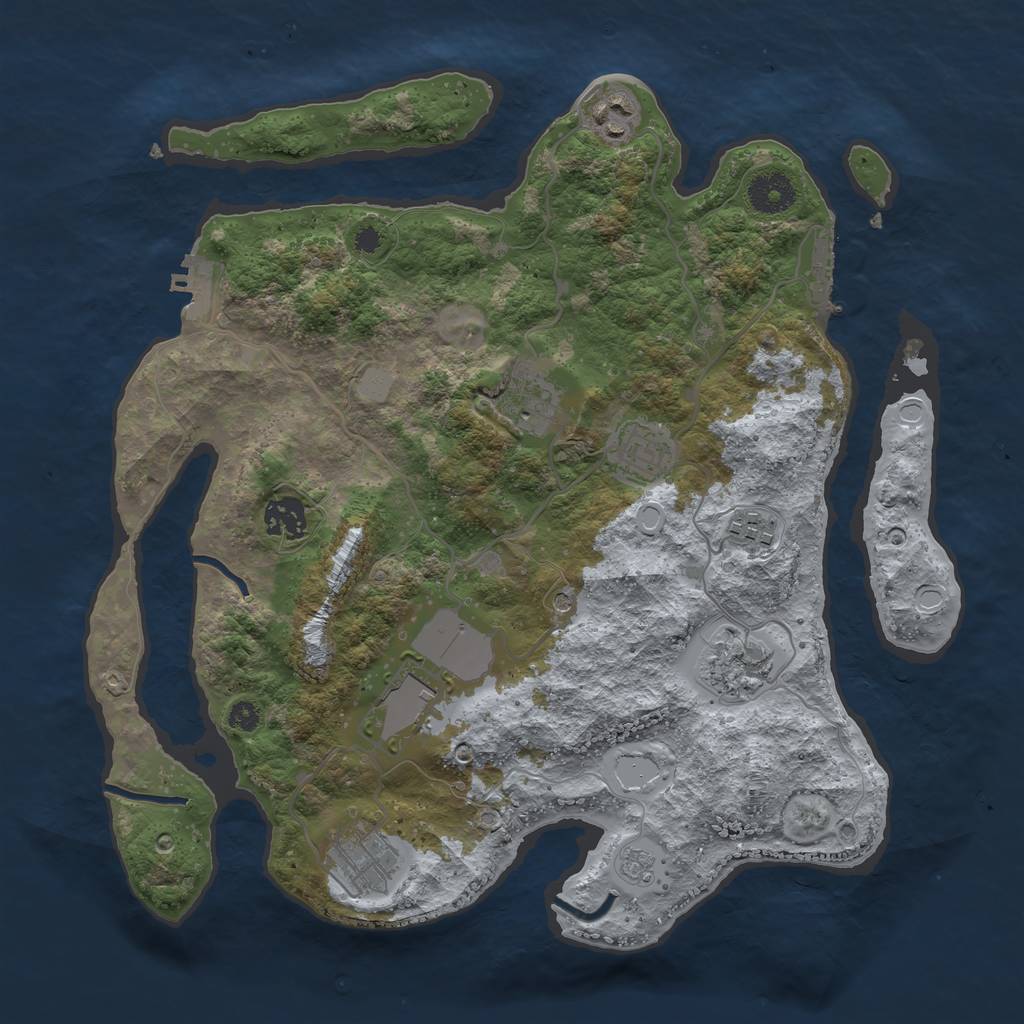 Rust Map: Procedural Map, Size: 3500, Seed: 30500, 17 Monuments