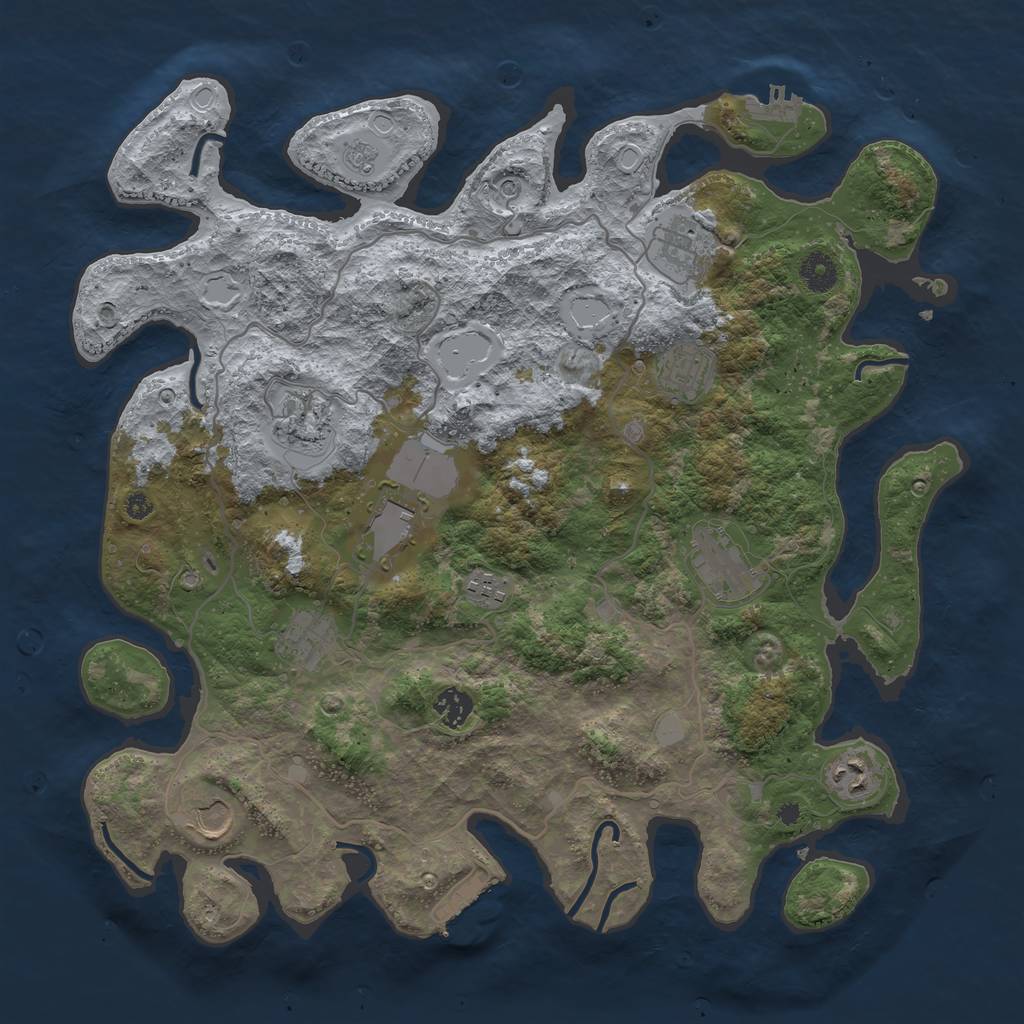 Rust Map: Procedural Map, Size: 4000, Seed: 73221701, 19 Monuments