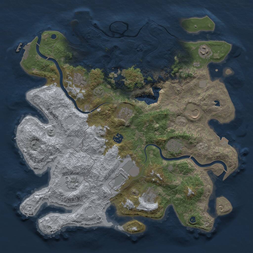 Rust Map: Procedural Map, Size: 4000, Seed: 965956016, 16 Monuments