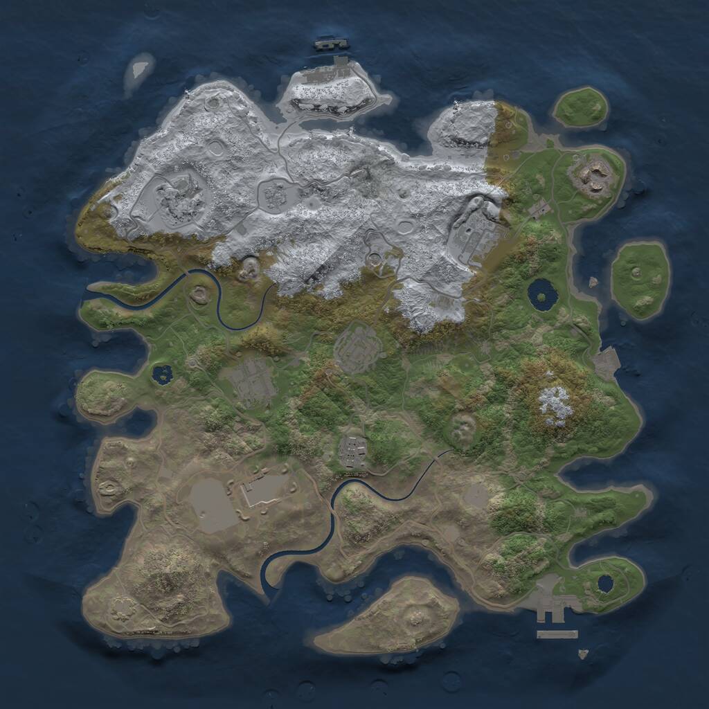 Rust Map: Procedural Map, Size: 3500, Seed: 1010740275, 13 Monuments