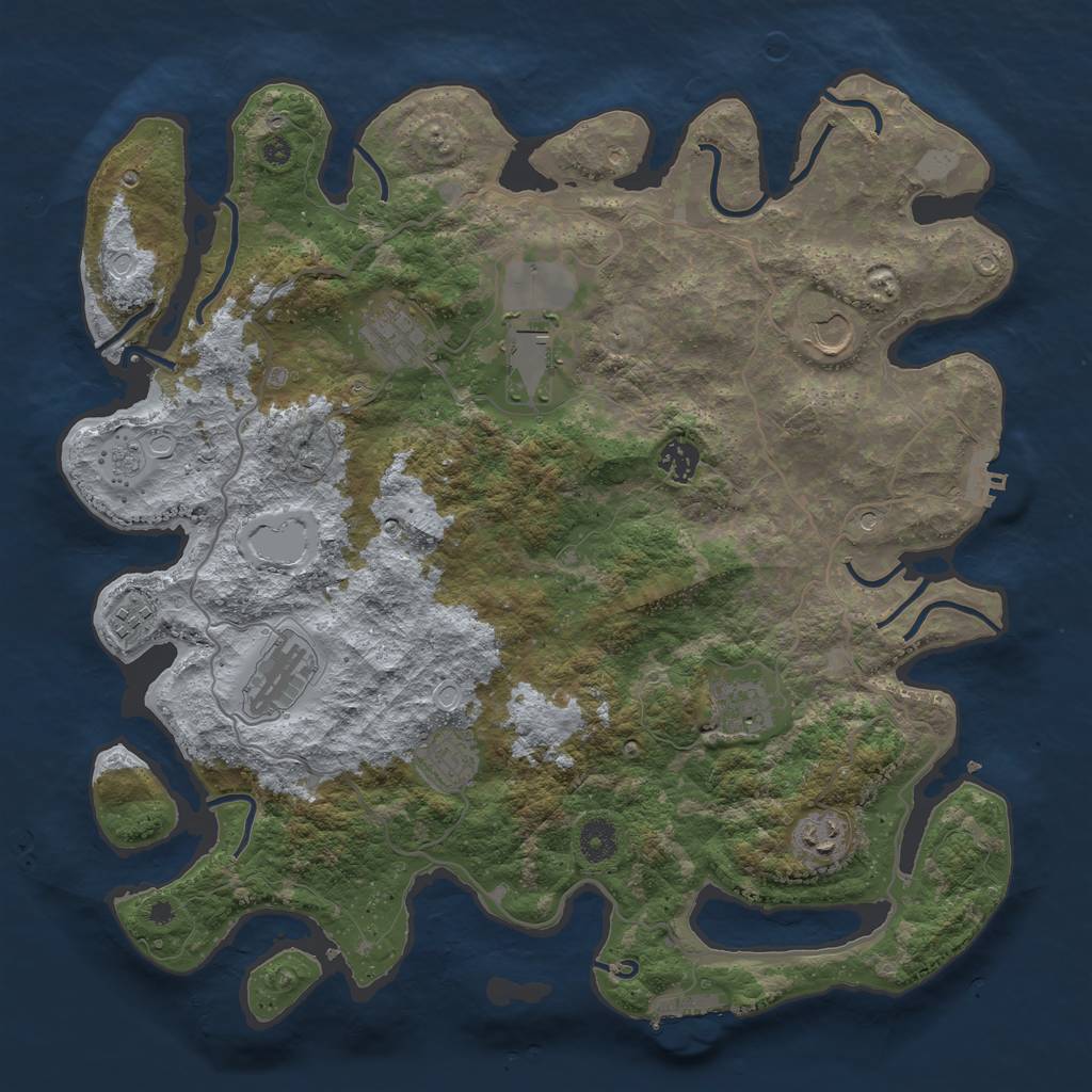Rust Map: Procedural Map, Size: 4000, Seed: 339338, 18 Monuments