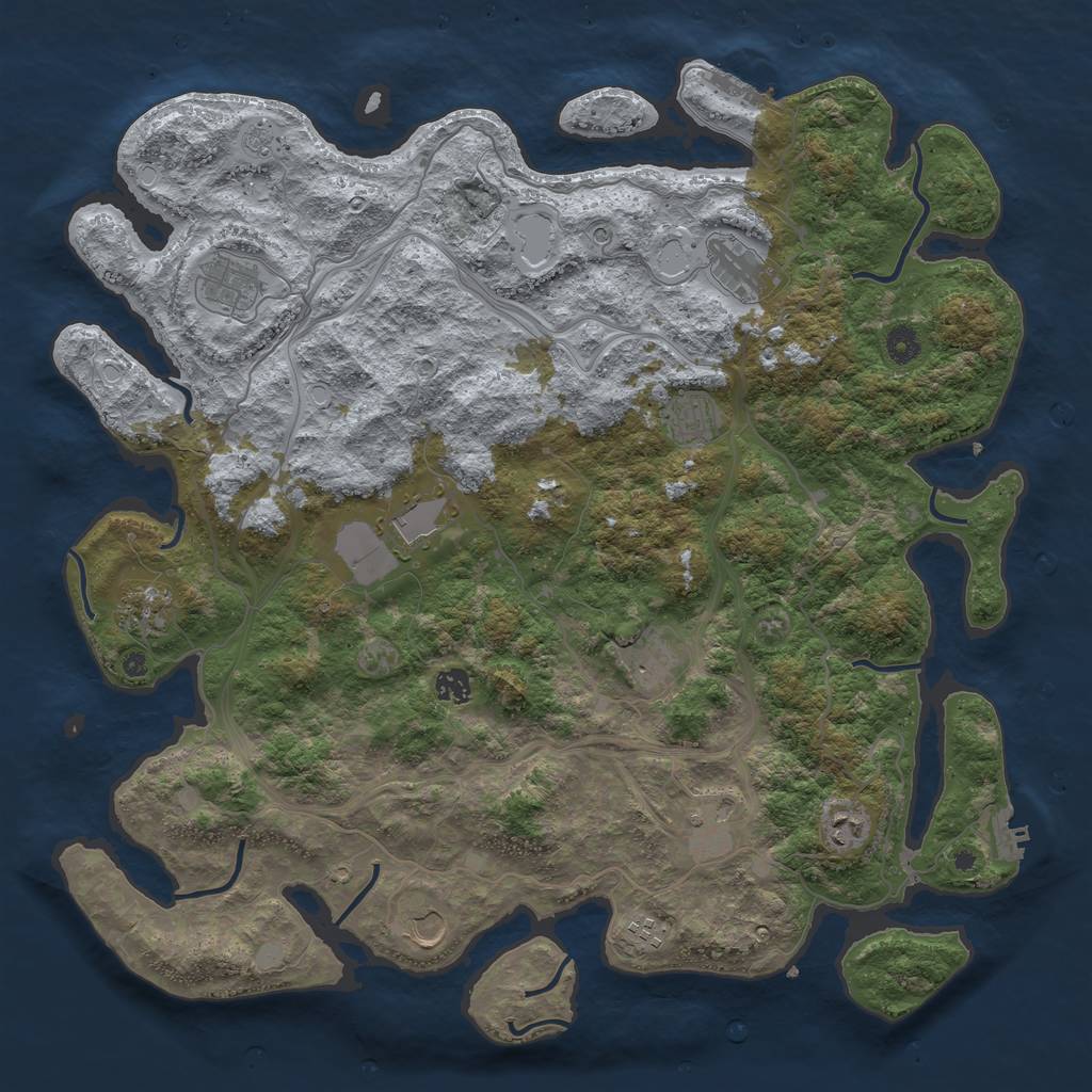 Rust Map: Procedural Map, Size: 4500, Seed: 323278093, 20 Monuments
