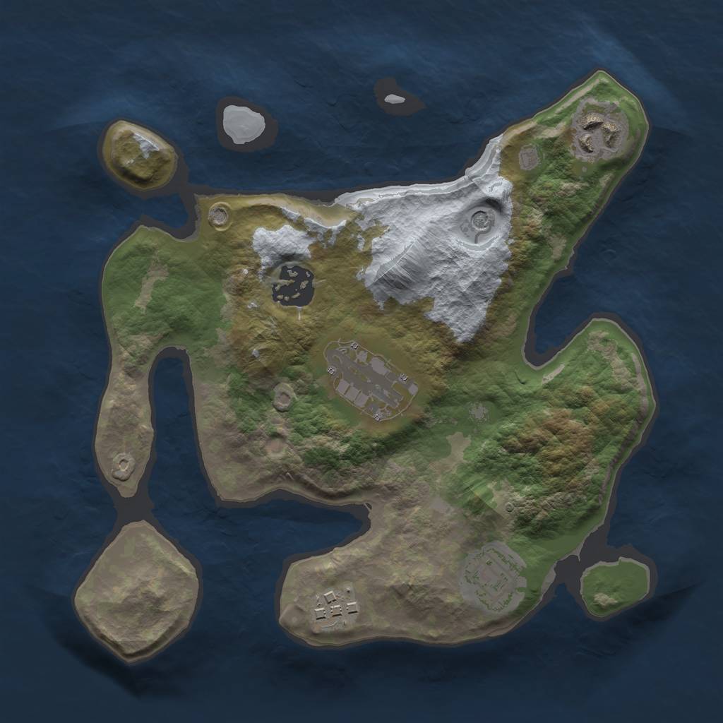 Rust Map: Barren, Size: 2500, Seed: 226318721, 8 Monuments