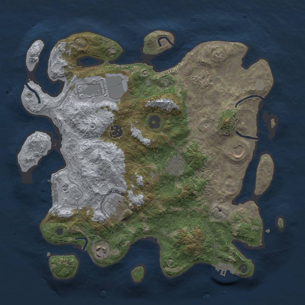 Rust Map: Procedural Map, Size: 3500, Seed: 8439, 17 Monuments