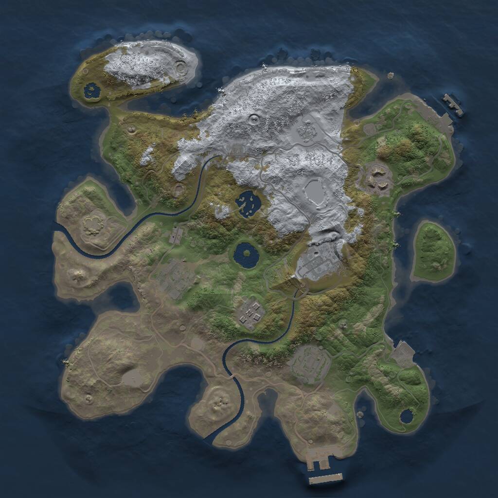 Rust Map: Procedural Map, Size: 3000, Seed: 20329, 11 Monuments