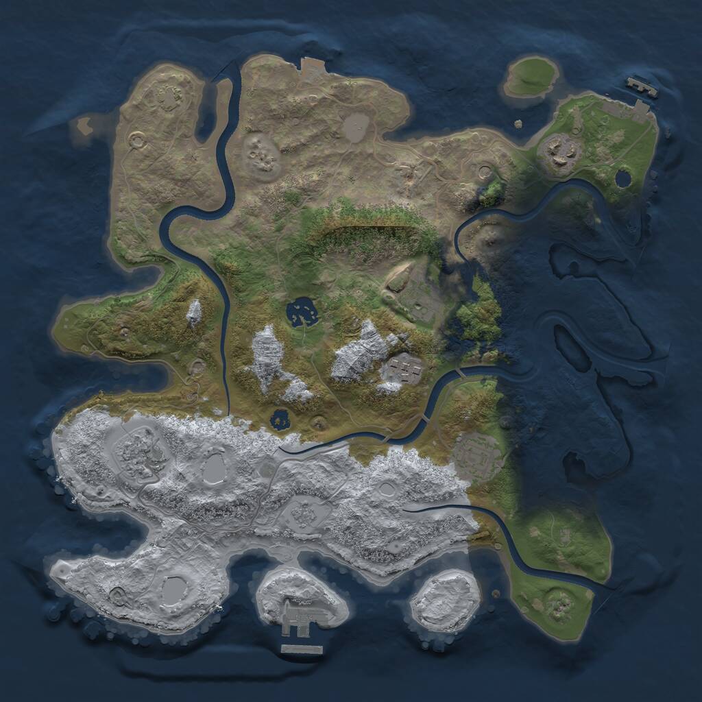 Rust Map: Procedural Map, Size: 3400, Seed: 13748, 12 Monuments