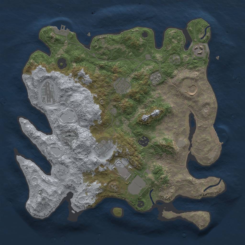Rust Map: Procedural Map, Size: 3500, Seed: 44507962, 17 Monuments