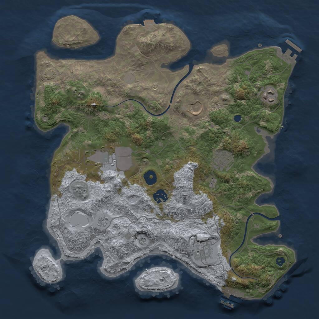 Rust Map: Procedural Map, Size: 3500, Seed: 74134, 12 Monuments