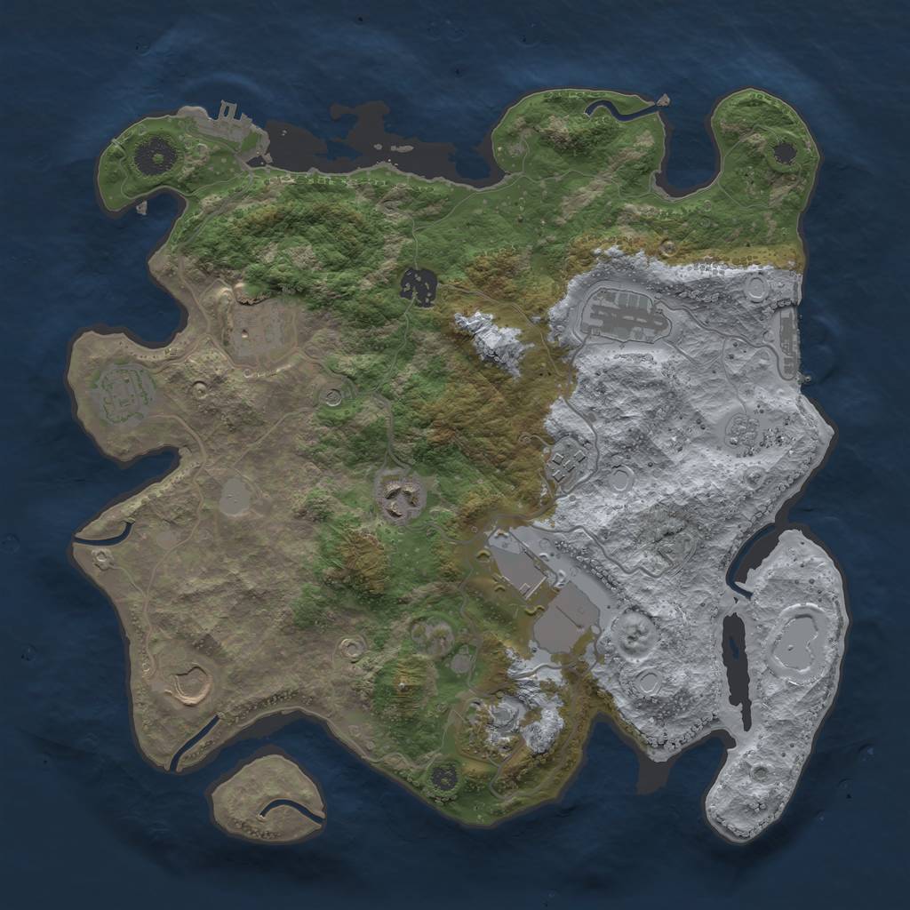 Rust Map: Procedural Map, Size: 3500, Seed: 66723316, 18 Monuments