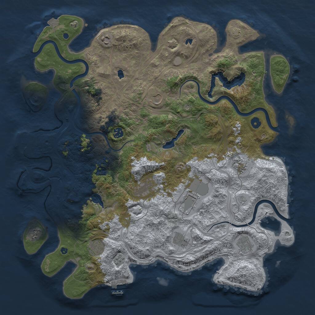 Rust Map: Procedural Map, Size: 4500, Seed: 1575245654, 16 Monuments