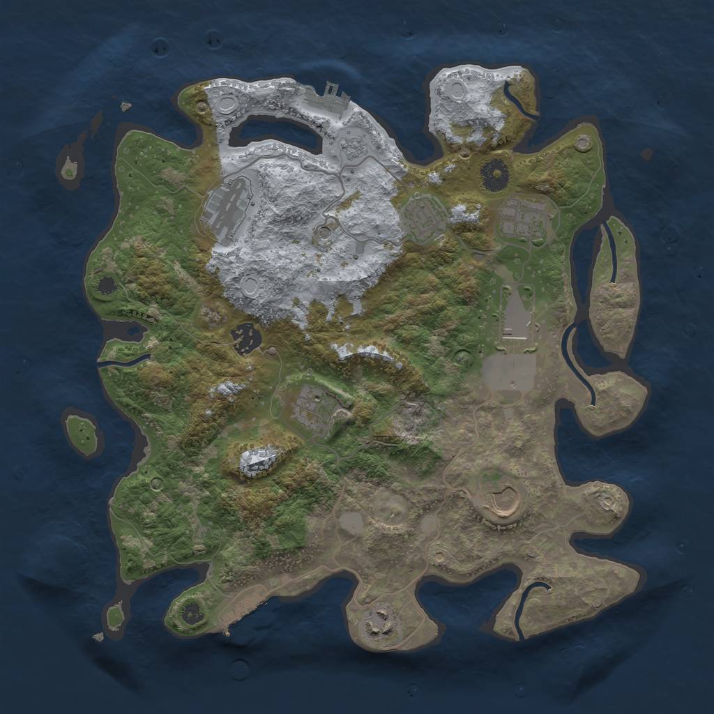 Rust Map: Procedural Map, Size: 3500, Seed: 298987861, 17 Monuments