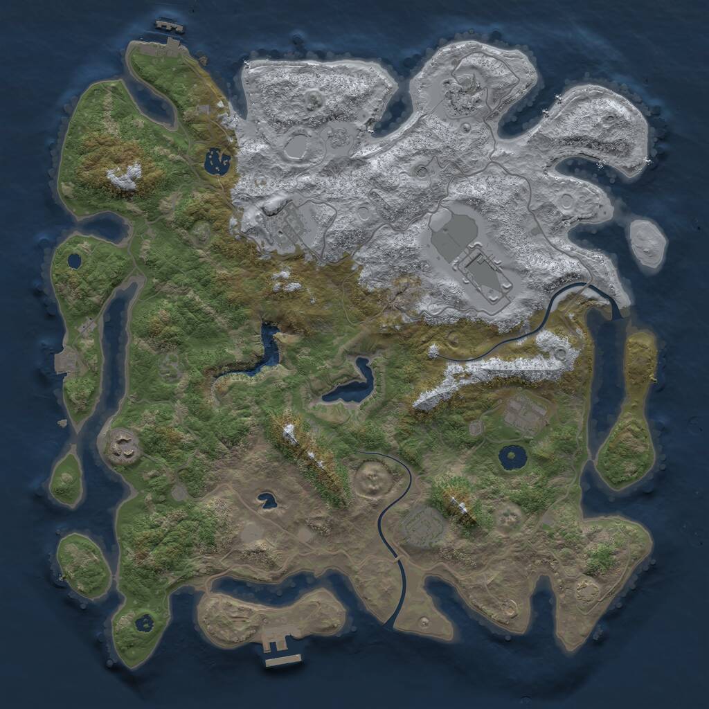 Rust Map: Procedural Map, Size: 4000, Seed: 920539, 13 Monuments