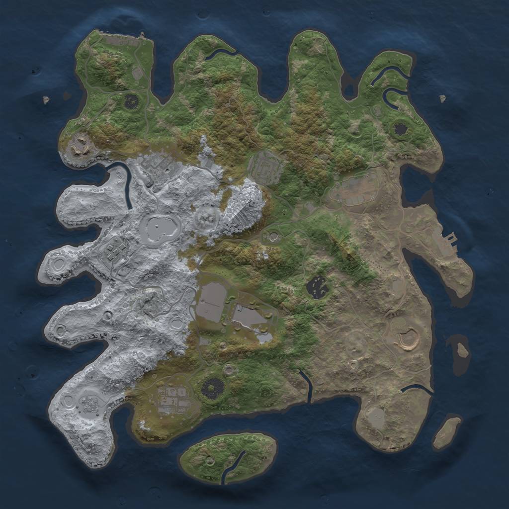 Rust Map: Procedural Map, Size: 3500, Seed: 888427008, 18 Monuments