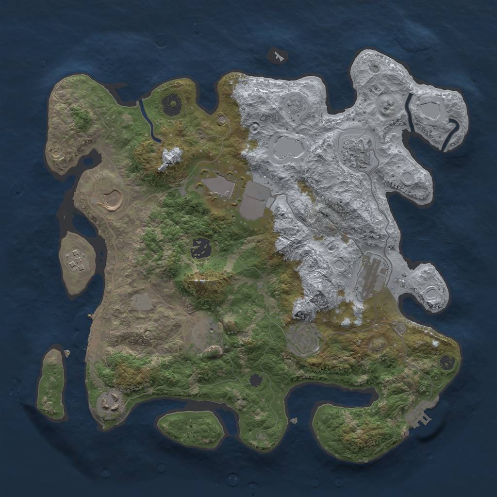 Rust Map: Procedural Map, Size: 3501, Seed: 69420911, 17 Monuments
