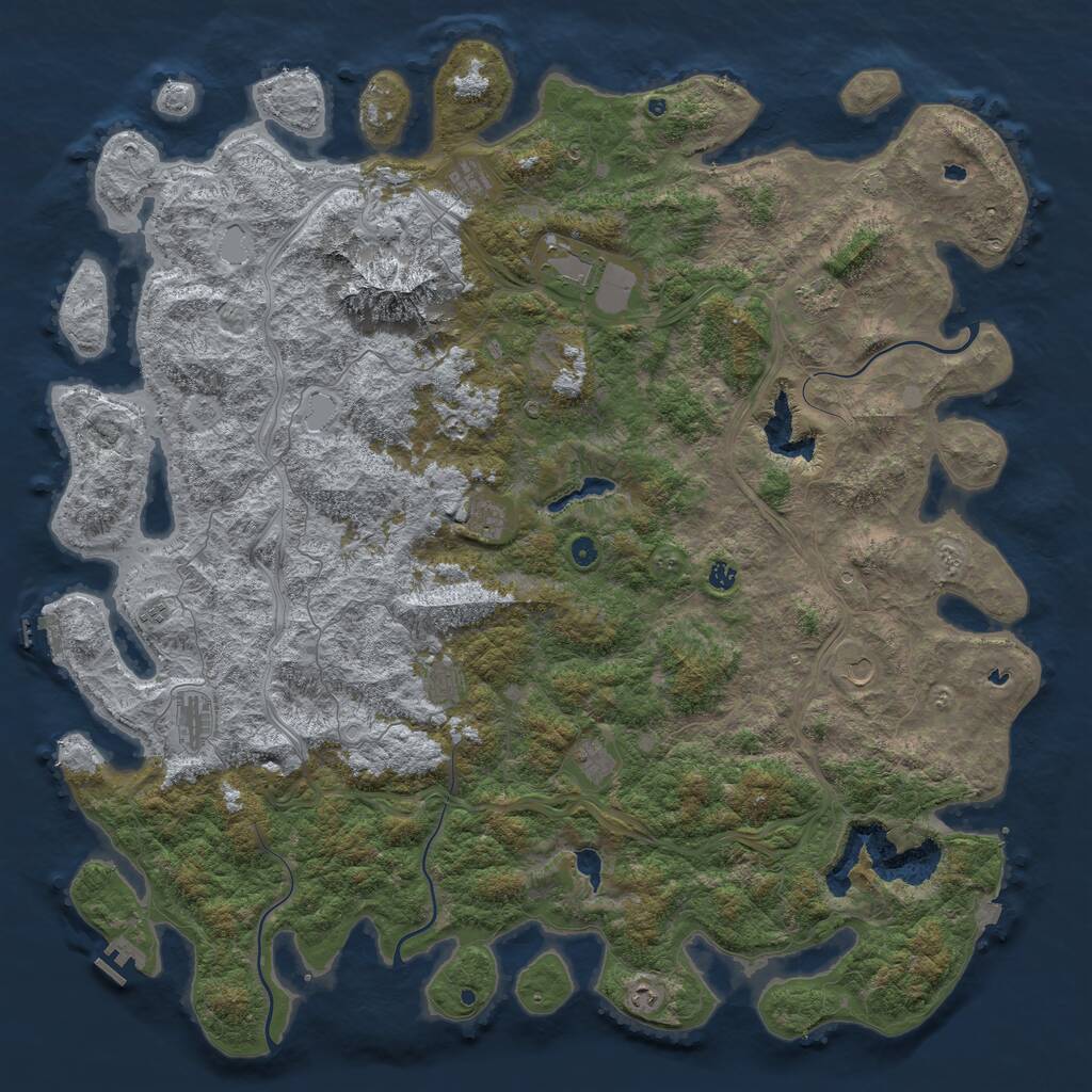 Rust Map: Procedural Map, Size: 6000, Seed: 1592370811, 17 Monuments
