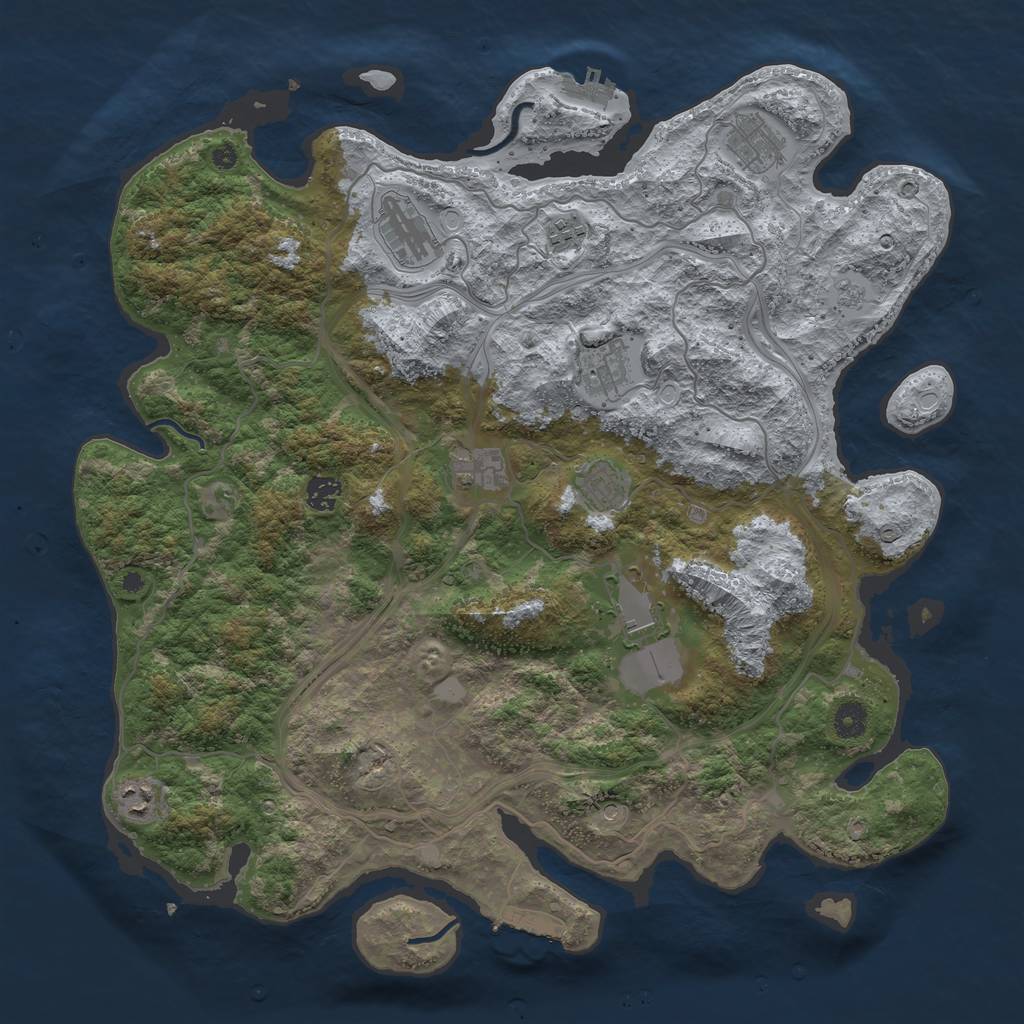 Rust Map: Procedural Map, Size: 4300, Seed: 3333, 18 Monuments