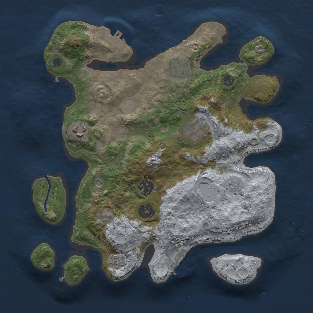 Rust Map: Procedural Map, Size: 3000, Seed: 1901622928, 14 Monuments