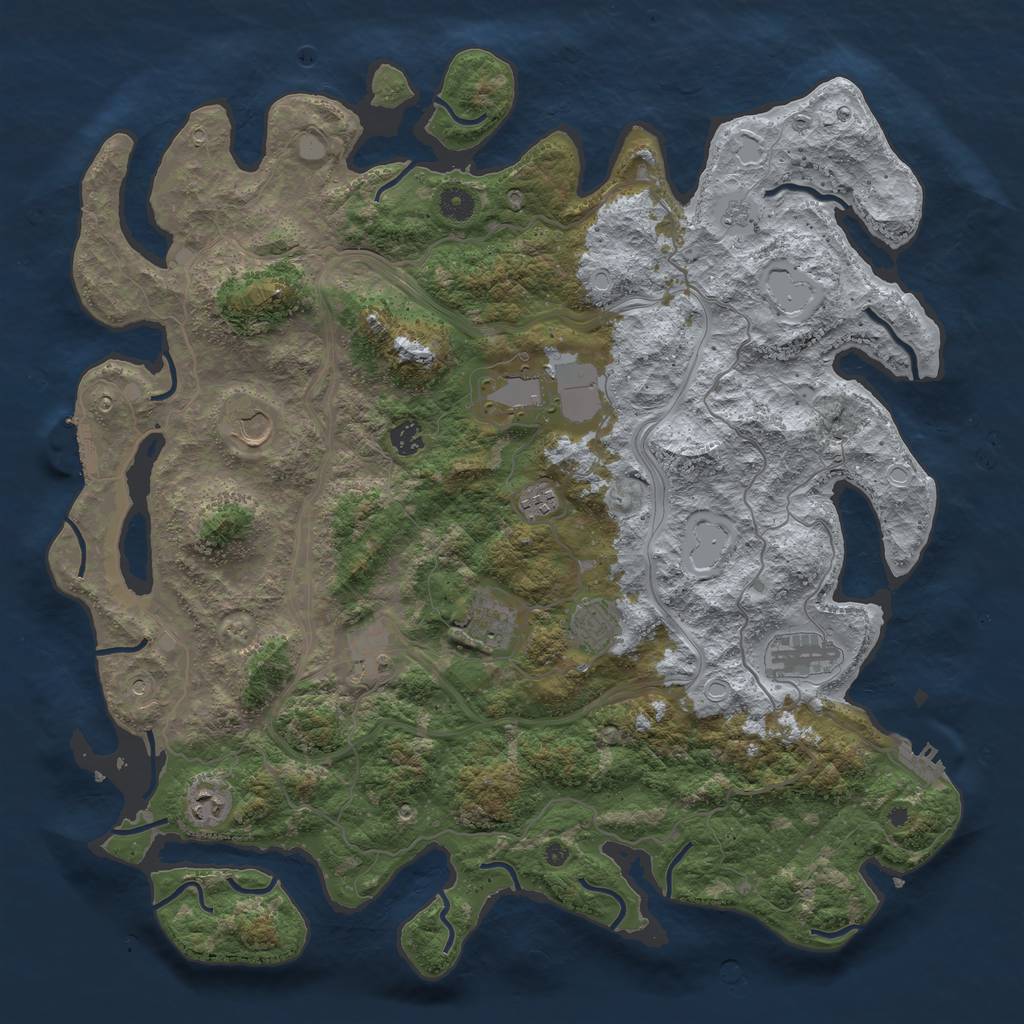 Rust Map: Procedural Map, Size: 4500, Seed: 1354329774, 18 Monuments