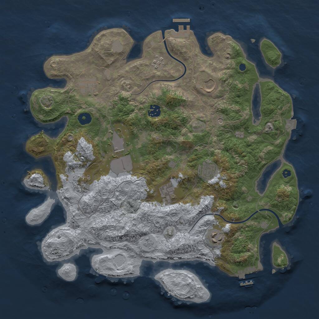 Rust Map: Procedural Map, Size: 3750, Seed: 3000, 15 Monuments