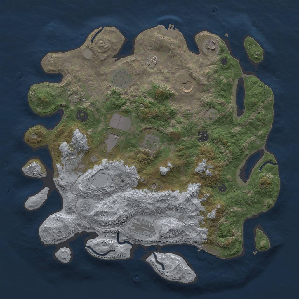 Rust Map: Procedural Map, Size: 3750, Seed: 3000, 19 Monuments