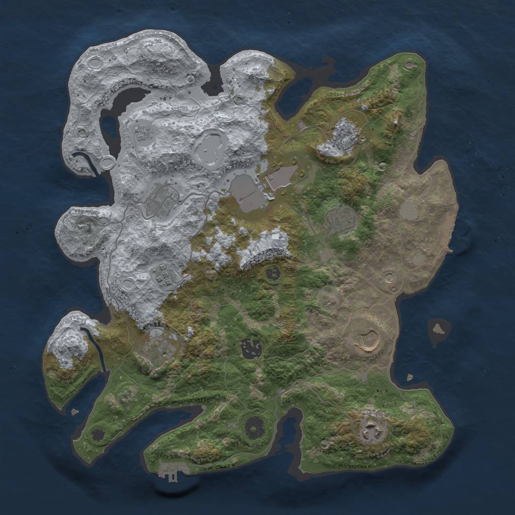 Rust Map: Procedural Map, Size: 3600, Seed: 13457, 18 Monuments