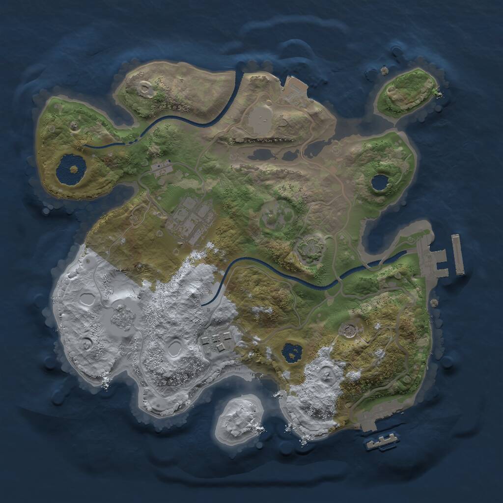 Rust Map: Procedural Map, Size: 2500, Seed: 6518461, 8 Monuments