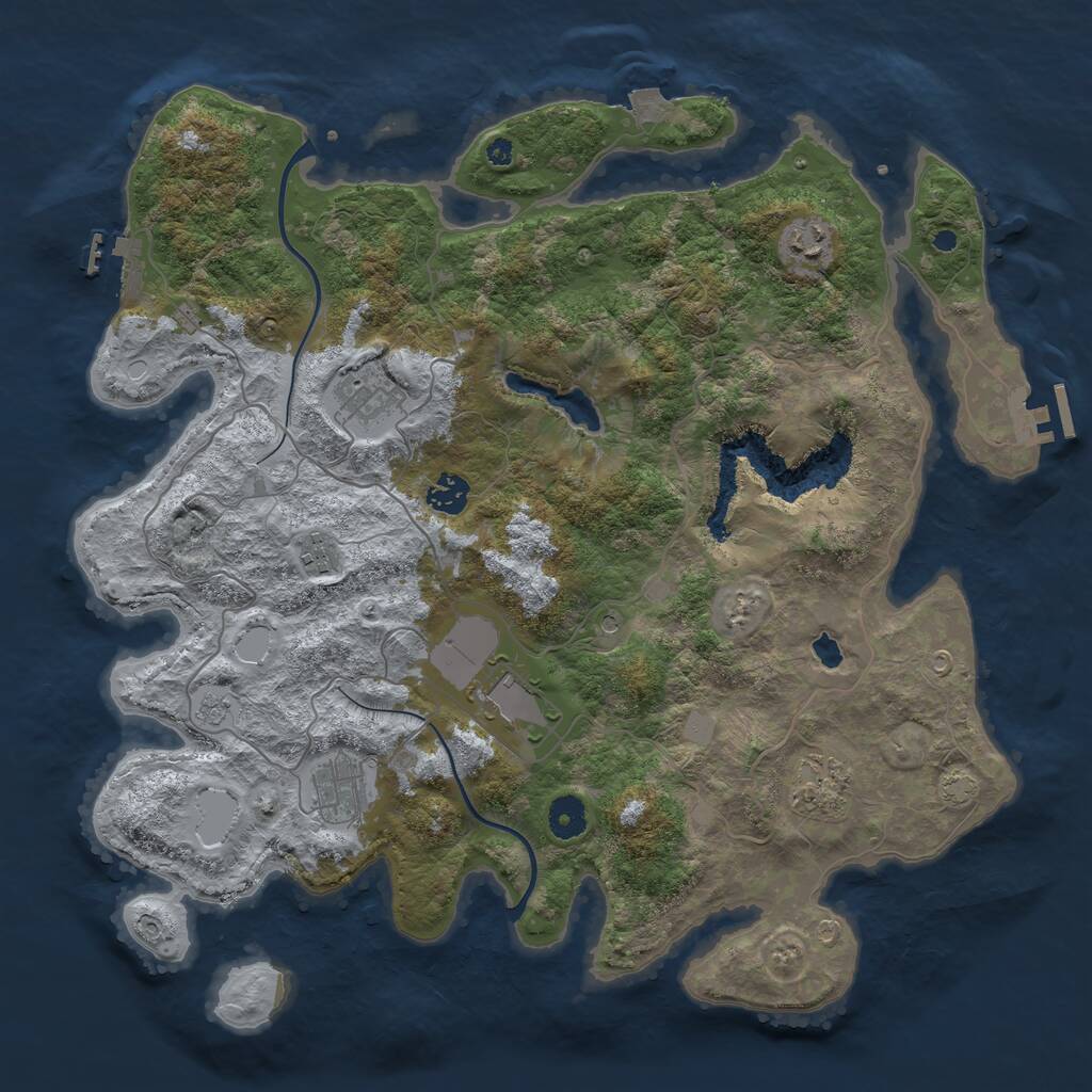 Rust Map: Procedural Map, Size: 4000, Seed: 481074, 13 Monuments